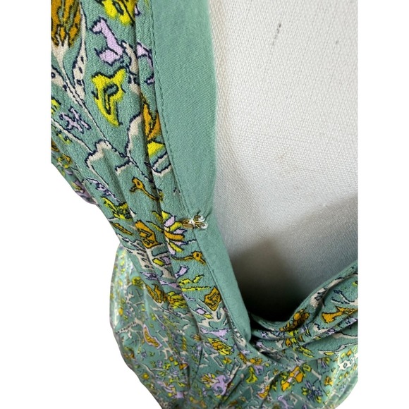 Anthropologie Women's Maeve Blossom Ruffled Mini Dress Sage Floral Draped Sz 8 - Picture 9 of 12